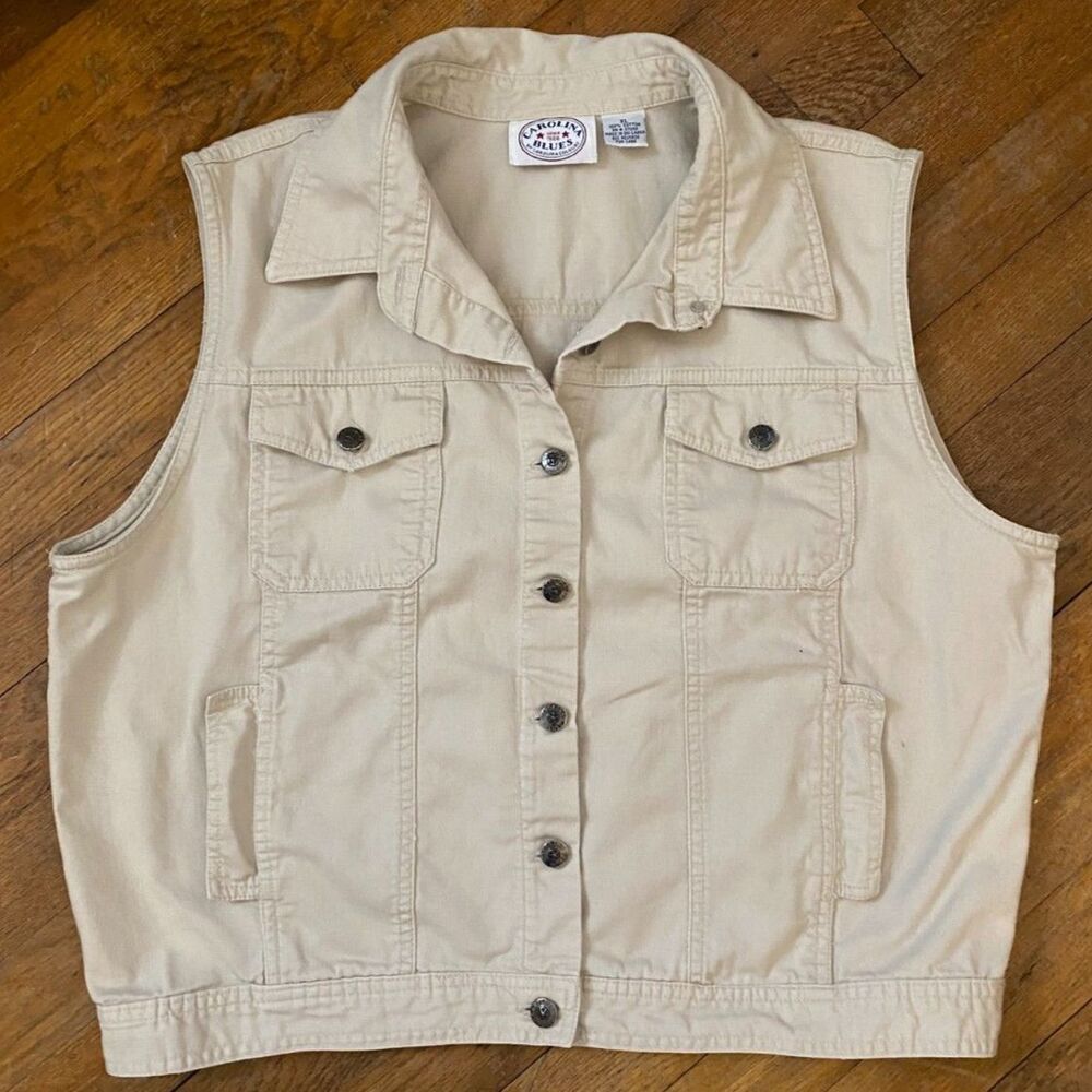 Carolina Blues 100% Cotton Button Down Sleeveless Vest Size XL